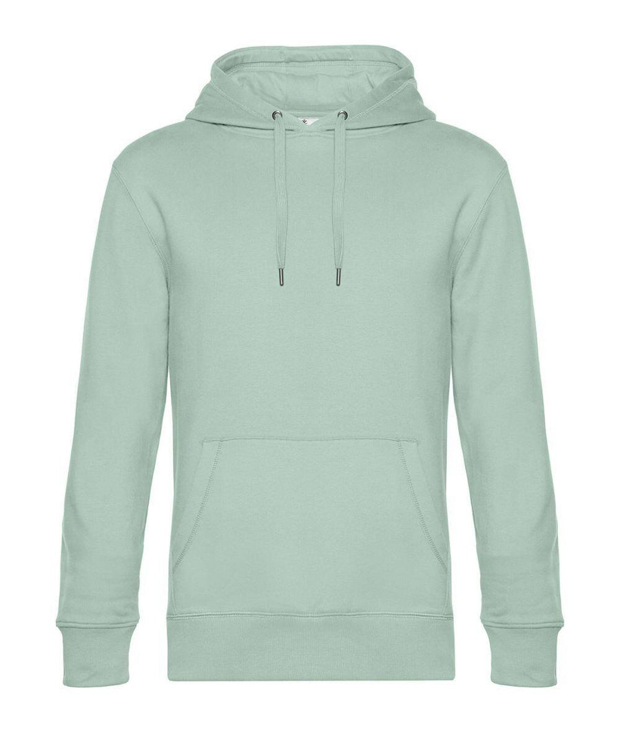 The BA011 by B&C Collection is displayed against a white background, featuring a mint green color, front pouch pocket, and drawstring hood.