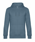 Product BA011 from B&C Collection is a front view of a plain teal hoodie with an adjustable drawstring hood and a spacious front pocket.