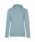 The B&C Collection BA01F hoodie, featuring a plain teal design with a front pocket and drawstrings, displayed against a white background.