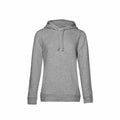 A simple BA01F hoodie by B&C Collection, featuring a plain gray design with a front pocket and drawstrings, is displayed on a white background to highlight its comfortable material.