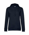 A plain black hooded sweatshirt from B&C Collection, model BA01F, featuring a front pocket and drawstrings, displayed against a white background.