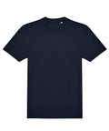 A solid black, short-sleeved crew neck T-shirts product is laid flat on a white background.