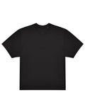 A plain black T-shirt short-sleeve crew neck is laid flat on a white background, displaying the front with no visible designs or logos.