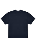 A dark navy T-shirt short-sleeve crew neck is laid flat on a white background, featuring a plain design with no logos, graphics, or patterns.