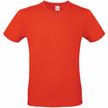 A BA210 T-shirt by B&C Collection, featuring a plain, bright red color and a round neckline, displayed against a white background.