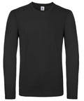 The BA211 shirt from B&C Collection, featuring a plain black design with long sleeves, displayed on a white background.