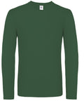 A plain green long-sleeve T-shirt by B&C Collection, product code BA211, displayed against a white background.