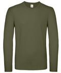 A plain olive green long-sleeve t-shirt from B&C Collection, model BA211, displayed on a white background. The shirt features a crew neck and a simple design with no visible logos or patterns.