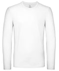 The product is a BA211 from B&C Collection, featuring a plain white long-sleeve T-shirt with a round neckline against a white background, presenting a simple and unadorned look.
