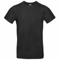The BA220 by B&C Collection is a plain black T-shirt featuring short sleeves and a round neckline, displayed on a white background.