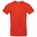 A BA220 T-shirt from B&C Collection, featuring a plain, vibrant orange color with short sleeves and a round neckline. The shirt is smoothly spread out, showcasing its simple and classic design apt for casual wear.