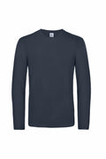 A plain, long-sleeved, dark gray T-shirt from the B&C Collection (Product Name: BA221), displayed against a white background.