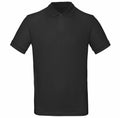 BA260 by B&C Collection is a plain black polo shirt featuring a collar and short sleeves.