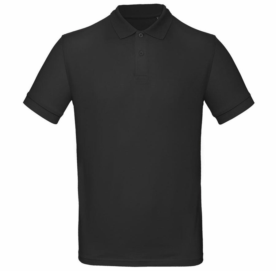 BA260 by B&C Collection is a plain black polo shirt featuring a collar and short sleeves.