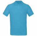 The BA260 polo shirt from B&C Collection is a plain, short-sleeved turquoise shirt featuring a collar and three buttons.