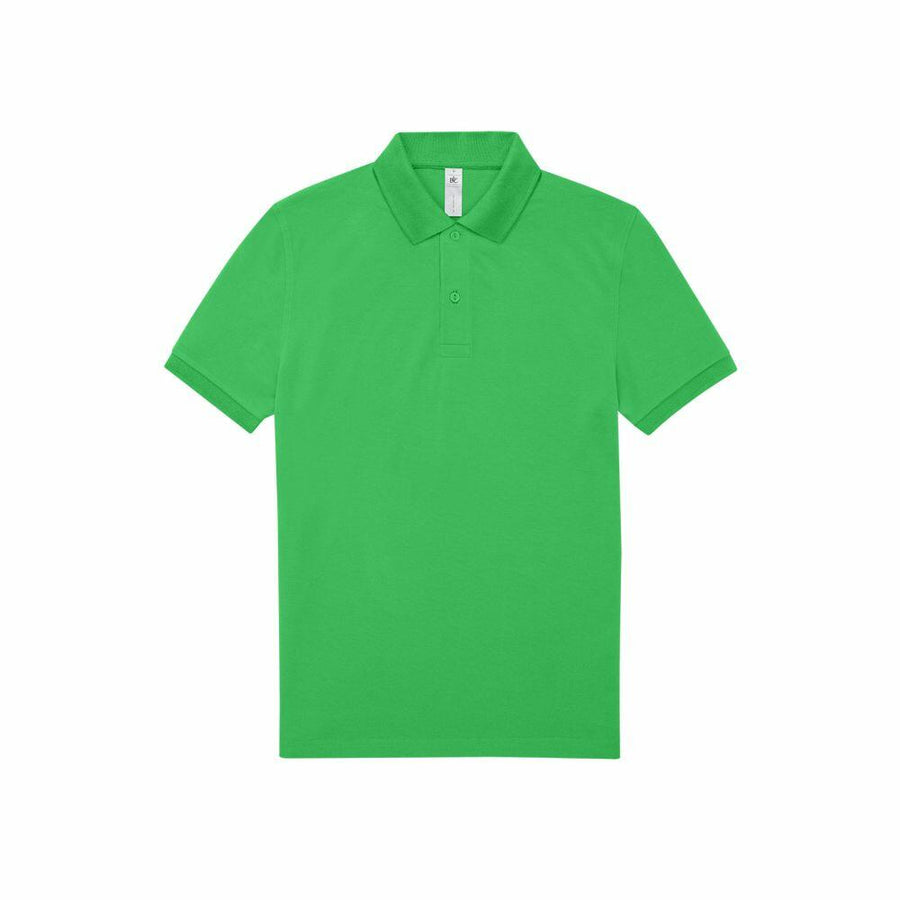 A plain green polo shirt from the B&C Collection labeled as product BA261, featuring a collar and three buttons down the front.