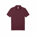 The BA261 by B&C Collection is a maroon polo shirt featuring short sleeves, a collar, and three buttons down the front, displayed against a white background.