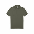 A plain olive green polo shirt from B&C Collection, known as BA261, featuring short sleeves and a collar, displayed against a white background. The shirt includes a button-up placket with two buttons.