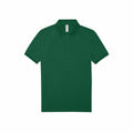 BA261 by B&C Collection, a green short-sleeve polo shirt featuring a collar and three buttons, laid flat on a white background.
