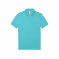 The BA261 from B&C Collection is a plain teal polo shirt featuring a collar and three buttons down the front, neatly arranged on a white background to clearly showcase its design and color.