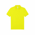 A BA261 polo shirt by B&C Collection, showcasing a vivid yellow color with a collar and short sleeves, is displayed against a plain white background. The shirt includes a button placket at the neck.