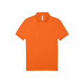 A B&C Collection branded BA261 polo shirt in orange, featuring a collar and short sleeves, laid flat against a white background.