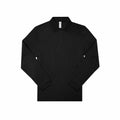 A black, long-sleeve polo shirt from B&C Collection, labeled as Product BA262, laid flat with a collar and three buttons at the neck.