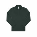 A long-sleeve polo shirt with a collar and three front buttons in dark green from the B&C Collection, product code BA262. The shirt is laid flat, highlighting its simple and classic design.
