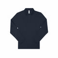 The BA262 from B&C Collection is a plain, long-sleeved polo shirt in dark navy blue, featuring a collar and three buttons at the neck. It is displayed laid flat on a white background.