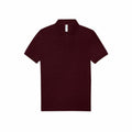 B&C Collection BA263, a plain dark maroon polo shirt featuring a classic collar and short sleeves, showcased against a white background.