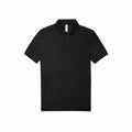 Displayed against a white background, the BA263 from B&C Collection is a plain black polo shirt featuring a pointed collar and short sleeves, with a simple design free of visible logos or patterns.
