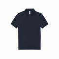 The BA263, a plain black polo shirt from B&C Collection, is displayed against a white background. It showcases short sleeves and a classic collar with a three-button placket.