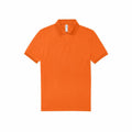 The BA263 by B&C Collection is an orange short-sleeve polo shirt featuring a collar and three buttons down the front, showcased against a white background.
