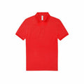 A B&C Collection red short-sleeve polo shirt, model BA263, featuring a collar and three buttons down the front, displayed against a plain white background.