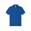The BA263 from B&C Collection is a plain blue polo shirt featuring a collar and short sleeves, displayed against a white background. It includes a stylish three-button placket.