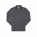 BA264 by B&C Collection, a dark gray long-sleeve polo shirt featuring a buttoned collar, is showcased flat against a white background.