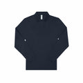 BA264 by B&C Collection, a black long-sleeve polo shirt featuring a collar and button-up placket, is displayed flat against a white background.