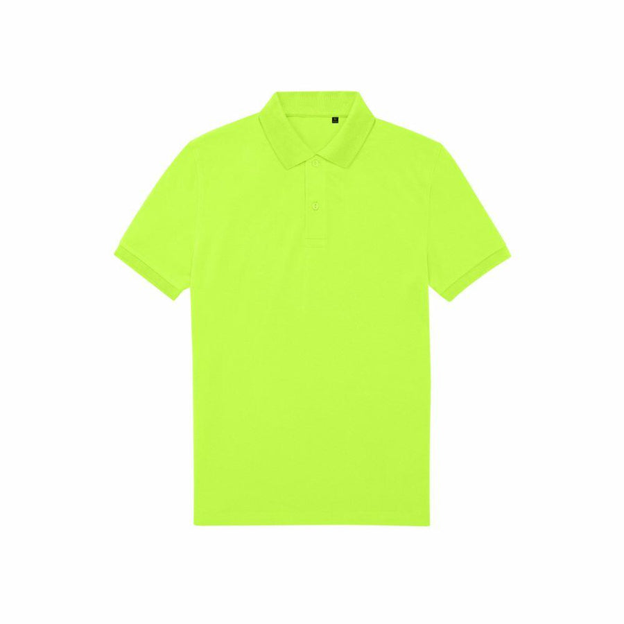 BA265 polo shirt by B&C Collection, featuring a vibrant green color with short sleeves and a collar, displayed from the front on a white background.