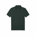 A B&C Collection BA265 polo shirt in plain dark green with short sleeves and a button-down collar, set against a white background.
