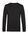 A black crew neck long-sleeve sweatshirt is shown against a white background.