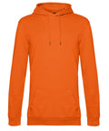 The Hoodies product is an orange, long-sleeve hooded sweatshirt with a front kangaroo pocket and hood drawstrings, shown on a white background.