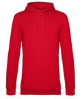 A Hoodies sweatshirt in solid red features a front pouch pocket and hood with drawstrings, displayed on a white background.