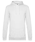The Hoodies product is a plain white hooded sweatshirt with long sleeves, drawstrings, and a front kangaroo pocket, shown against a white background. It has no visible logos or designs.