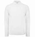 Product BA290 from B&C Collection is a plain white long-sleeve polo shirt featuring a collar and two buttons. It boasts a simple and classic design, making it ideal for casual or semi-formal occasions. The shirt's fabric is smooth and lightweight.