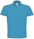 The BA306 from B&C Collection is a plain turquoise polo shirt featuring a collar and short sleeves.
