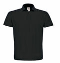 A plain black polo shirt, BA306 by B&C Collection, featuring short sleeves and a collar, displayed against a white background.