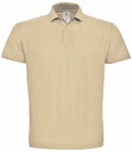 The BA306 polo shirt from B&C Collection is shown against a white background. It is a plain, beige design with short sleeves and a collar, featuring a buttoned placket with two buttons.