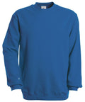 A simple and soft BA401 sweatshirt from B&C Collection, featuring a plain blue design with long sleeves and a crew neck, displayed against a white background.