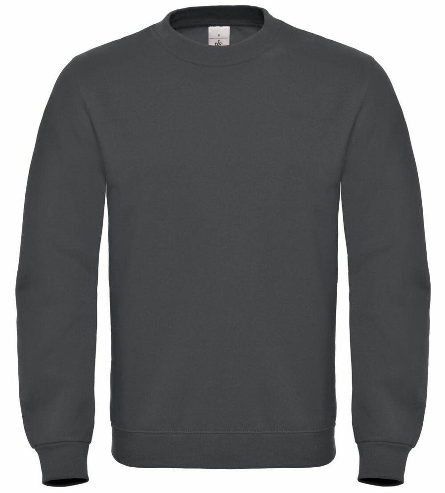 BA404 crewneck sweatshirt from B&C Collection in plain dark gray, displayed against a white background.