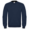 A plain navy blue BA404 crew neck sweatshirt from B&C Collection with long sleeves, laid flat on a white background. The design is simple, featuring no visible logos or patterns.